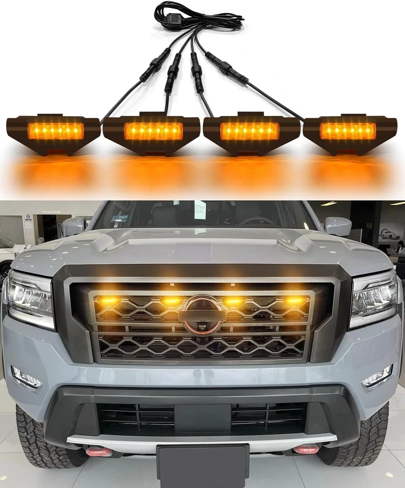For Nissan Frontier 2022 2023 2024 Grill Lights Amber Raptor Style LED DRL 4X X - Image 1 of 4