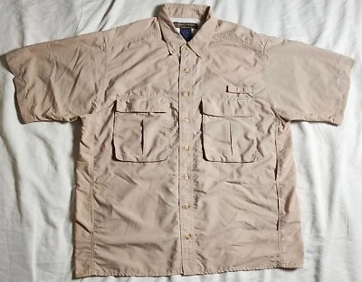 Exofficio Men's Beige Shirt Button Up Size Medium Short Sleeve Pockets - Image 1 of 4