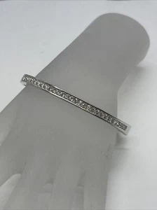 SWAROVSKI SIGNED CLEAR RHINESTONE HINGED BRACELET Size 6 3/4" inch - Picture 1 of 7