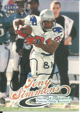 Tony Simmons New England Patriots/Wisconsin Personally Autographed Card