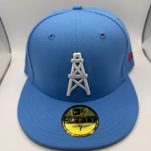 Houston Oilers New Era 59FIFTY Fitted Cap Blue Size 7 Throw Back - Picture 1 of 4