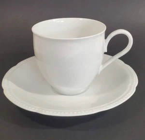 Heinrich Porcelain Cup Saucer White Beaded Edge Elisabeth Pattern 9 Available - Picture 1 of 9