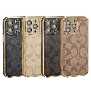 Coque fine arrière rigide antichoc en cuir PU pour iPhone 16 15 14 Plus 13 12 Pro Max - Photo 1 sur 17