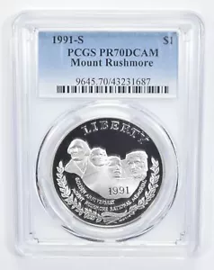 1991-S PR70 DCAM Mount Rushmore Commemorative Silver Dollar PCGS - Picture 1 of 5