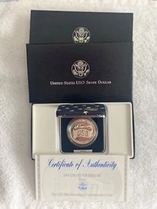 1991 S USO 50TH ANNIVERSARY Proof Silver Dollar OGP AND COA - Bild 1 von 4