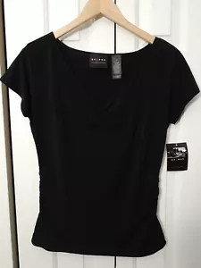 Women's - Liz Claiborne Axcess Black V-Neck Short Sleeve T-Shirt | NEW 📏SIZE M - Picture 1 of 9