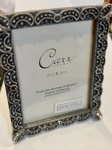 Carr 2.5” X 3.5” Half Moon Rectangle Jeweled Genuine Crystal Picture Frame - Picture 1 of 5