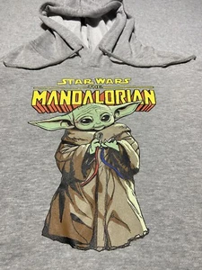 STAR WARS The Mandalorian* BABY YODA GROGU Hoodie Sweatshirt Medium Gray NWT NEW - Picture 1 of 9