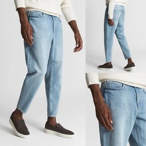 Nuevos pantalones de mezclilla recortados Reiss lavados Benedict en azul £118 30 regulares - Imagen 1 de 7