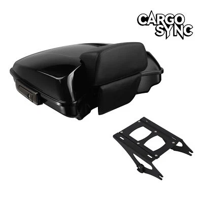 Baú de barbear com encosto fino rack de montagem serve para Harley Touring Glide 14-25 - Imagem 1 de 4
