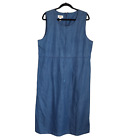 Talbots Vintage Denim Maxi Dress Women Size 16 Zip Sleeveless Blue Cotton