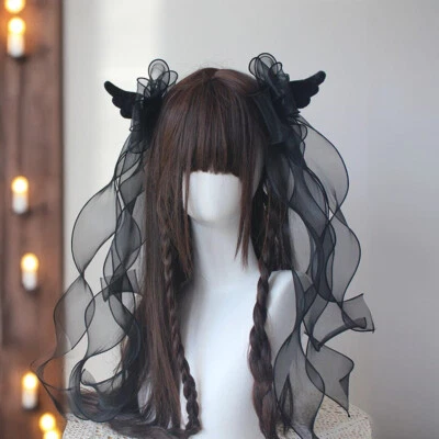 Angel Wing Big Bow HairClip Girl Gothic Hairpin Barrettes Hair Ribbons - Image 1 of 4