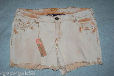 Pantalones Cortos de Jean para Mujer TINTE NARANJA DESTEÑIDO Denim Lavado AMATISTA Destruido TALLA 14 Foto 1 de 2