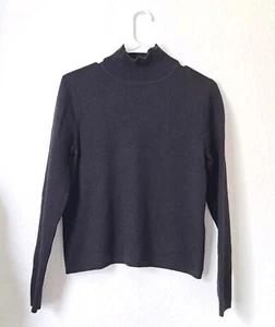 Mercer & Madison Women Sweater XL Black Italian Merino Wool Mock Turtle Neck - Picture 1 of 5