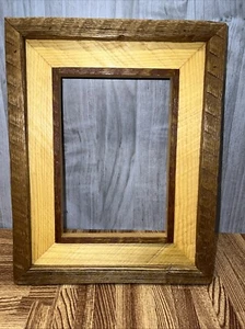 Handcrafted Artisan Made Barn Wood Rustic Painting Art Frame 5x7 Country Lodge - Picture 1 of 13