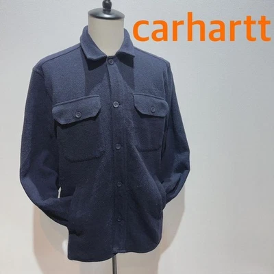 Carhartt Owen Shirt Jac Work Jacket Navy Men’s L, Wool, No Damage - Image 1 of 4