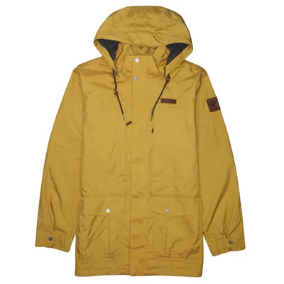 Columbia Mustard Yellow Hooded Jacket Men’s Large Drawstring Hood Snap - Image 1 of 4