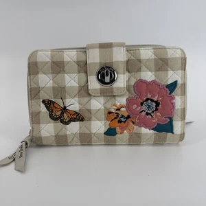 Vera Bradley Nuevo con Etiquetas Flor de Melocotón Picnic RFID Turnlock Cremallera Cartera Acolchada Mariposa - Imagen 1 de 10