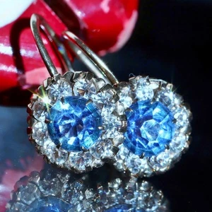 10k rose gold earrings 1.75ct synthetic sapphire non pierced antique 1.7g N3045A - Picture 1 of 24