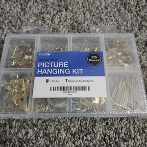 Assorted Picture Hanging Kit 220 Piece Assortment with Wire Picture Hangers NEW - Picture 1 of 7