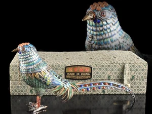 Y4768: XF Chinese SILVER Silver sculpture Shippo BIRD STATUE Ornament Figurines - Picture 1 of 11