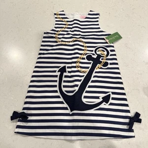 $98 NEW Lilly Pulitzer LITTLE LILLY CLASSIC SHIFT Dress Anchors Away Novelty Sz8 - Picture 1 of 8