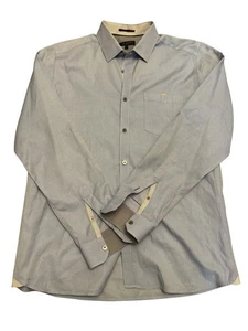 Ted Baker London Men's Dress Shirt Size 4 Blue Diamond Design Print Button Down - Picture 1 of 8