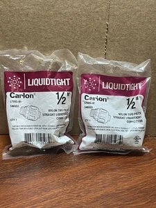 "Lote de 2 conectores apretados líquidos rectos Carlon 1/2"" nailon 2 piezas Thomas Betts" - Imagen 1 de 3