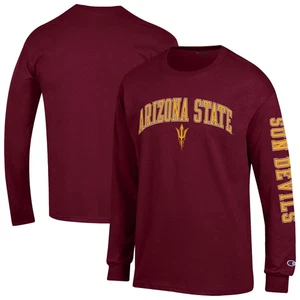 Men's Champion Maroon Arizona State Sun Devils Arch Over Logo 2-Hit Long Sleeve - Picture 1 of 3