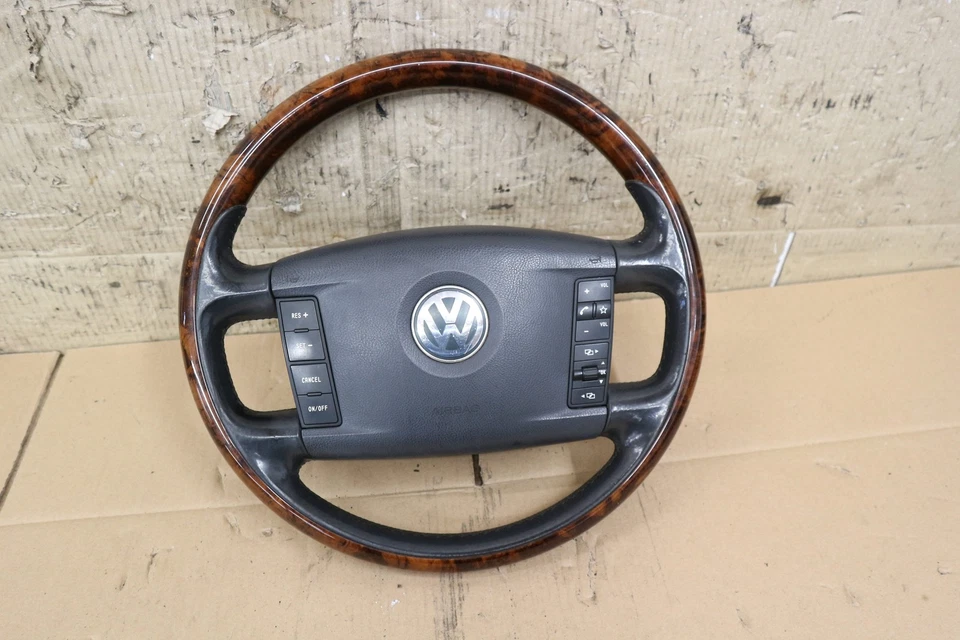 VW Touareg 7L Lenkrad Original Leder/Holz Nussbaum 3D0419091AA =R - Bild 1 von 4
