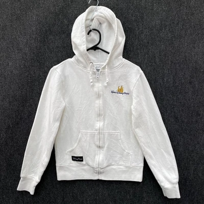 Walt Disney World Womens Medium Full Zip Hoodie White Fleece Castle Embroidered - Image 1 of 4