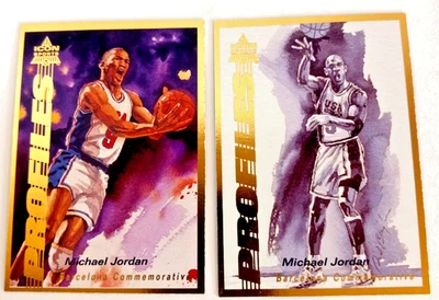 ICON SPORTS BARCELONA 1992 PERFILES MICHAEL JORDAN (2) TARJETAS DORADAS #'S 14 y 16 Foto 1 de 4