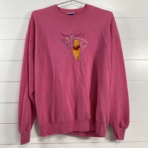 VINTAGE Disney Winnie the Pooh Sweatshirt Womens Large Embroidered Made USA 90s - Picture 1 of 12