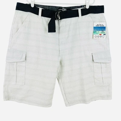 NEW WITH DEFECT Company 81 Men's Belted Stretch Grey Shorts Size 42 Roll-up Cuff - Image 1 of 4