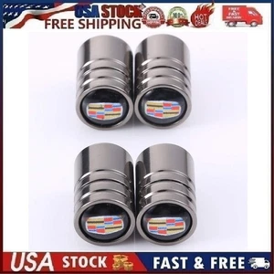 4PCS Metal Car Tire Valve Caps Valve Stem Cover Compatible with Cadillac Silver2 - Picture 1 of 16