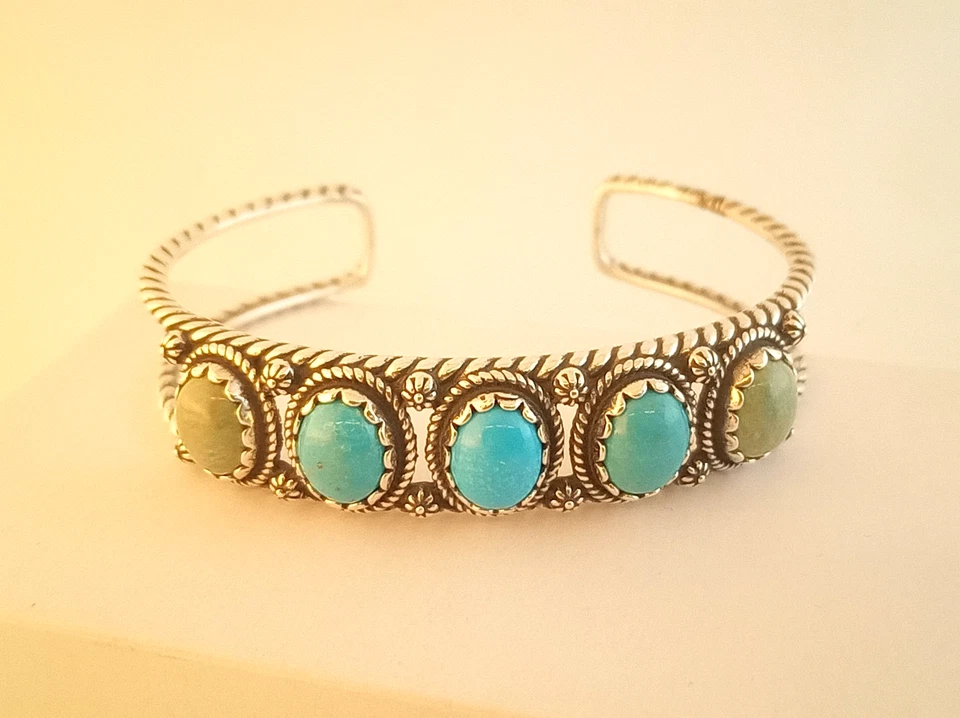 Carolyn Pollack Relios多色绿松石纯银手镯 — 第 1/4 张图片