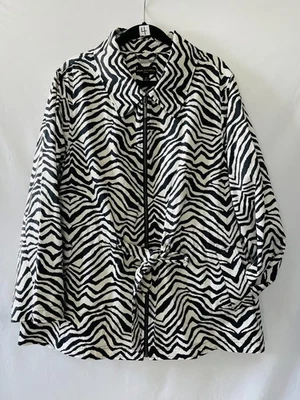 Dana Buchman женщин черный белый зебра печать Cinch талии скромный куртка размер 3 X - Изображение 1 из 4