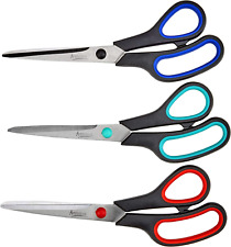 - 3 Pack Premium 8 Inch Multipurpose Scissors Value Pack for School, Home, Offic