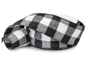 Black and White Buffalo Plaid Wire Ribbon, 2-1/2"x25 yards Close Out - Picture 1 of 3