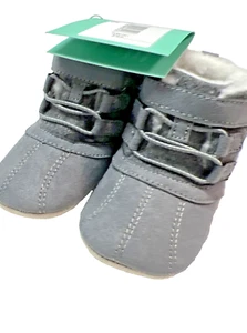 Surprize By Stride Right Baby Booties Size 6-12M Dark Gray Faux Fleece Lined - Picture 1 of 5