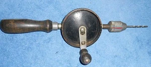 Vintage (Stanley #No. 1221) 10-1/2" Egg Beater Hand Crank Drill - 3 Jaw Chuck - Picture 1 of 6