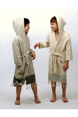 Premium Quality Turkish Peshtemal Bathrobe For KİDS Grey - Image 1 of 2