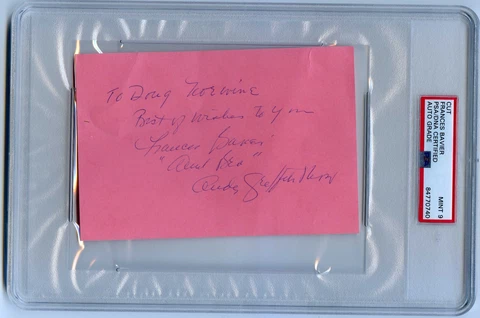 FRANCES BAVIER Aunt Bea Andy Griffith Signed Cut PSA/DNA Slabbed Autograph MT 9! Cover