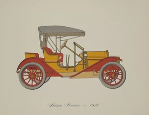 Hudson Roadster 1910 Lithograph Clarence P. Hornung Antique Automobile Vintage - Picture 1 of 1