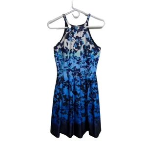 Vince Camuto Dress Size 2 Ombre Floral A Line Back Still Sleeveless Blue - Picture 1 of 11