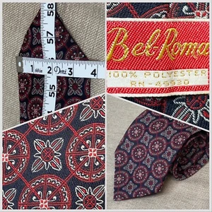 Corbata vintage BELLA ROMA para hombre bordada patrón geométrico 58" x 3,5" - Imagen 1 de 7