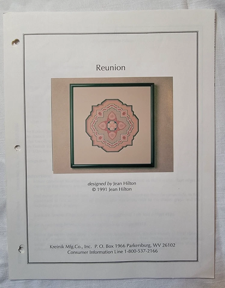 Reunion needlepoint pattern Jean Hilton 1991 - Image 1 of 1