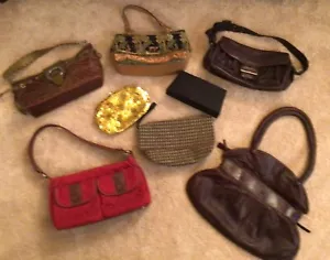 Lot of 8 Various Bags - Shoulder Bags, Handbag, Purses Leather Fabric Sequinned - Picture 1 of 15