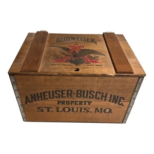 Vintage Anheuser-Busch Budweiser Wood Empty Crate Box Beer Great Shape Hinge - Picture 1 of 14