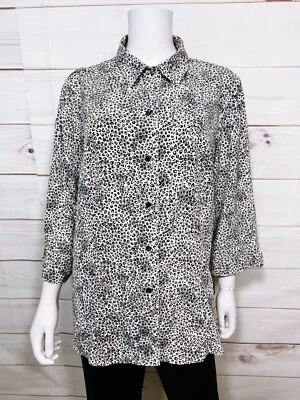 Camisa Top Covington Mujer Talla 16-18W Estampado Animal Manga 3/4 Abotonada Foto 1 de 4